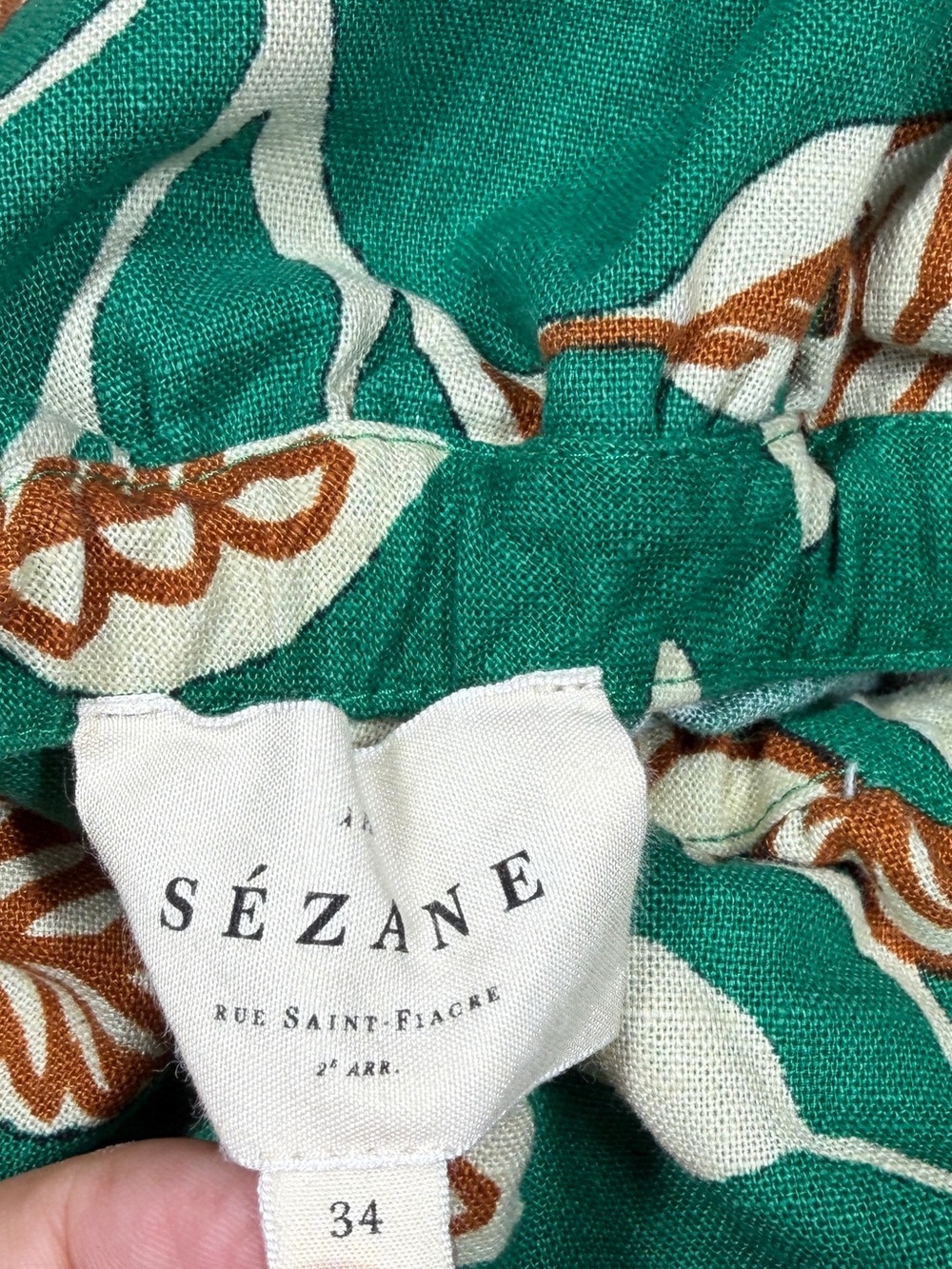 Sezane Leanore Gemini Floral Print One Shoulder Tiered Ruffle Green Dress 34 XS - Picture 14 of 16